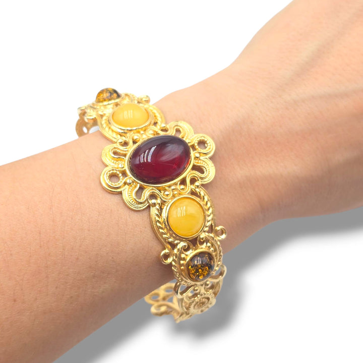 Bracciale Ambra multicolor del Baltico montato in argento