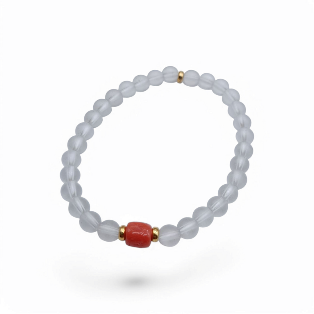 Men's bracelet in coral and agate
