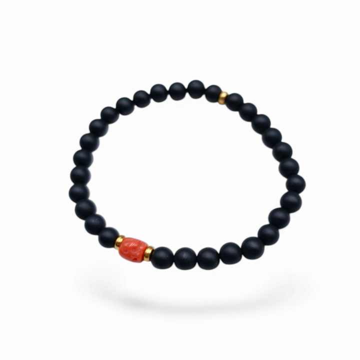 Men's bracelet in coral and agate