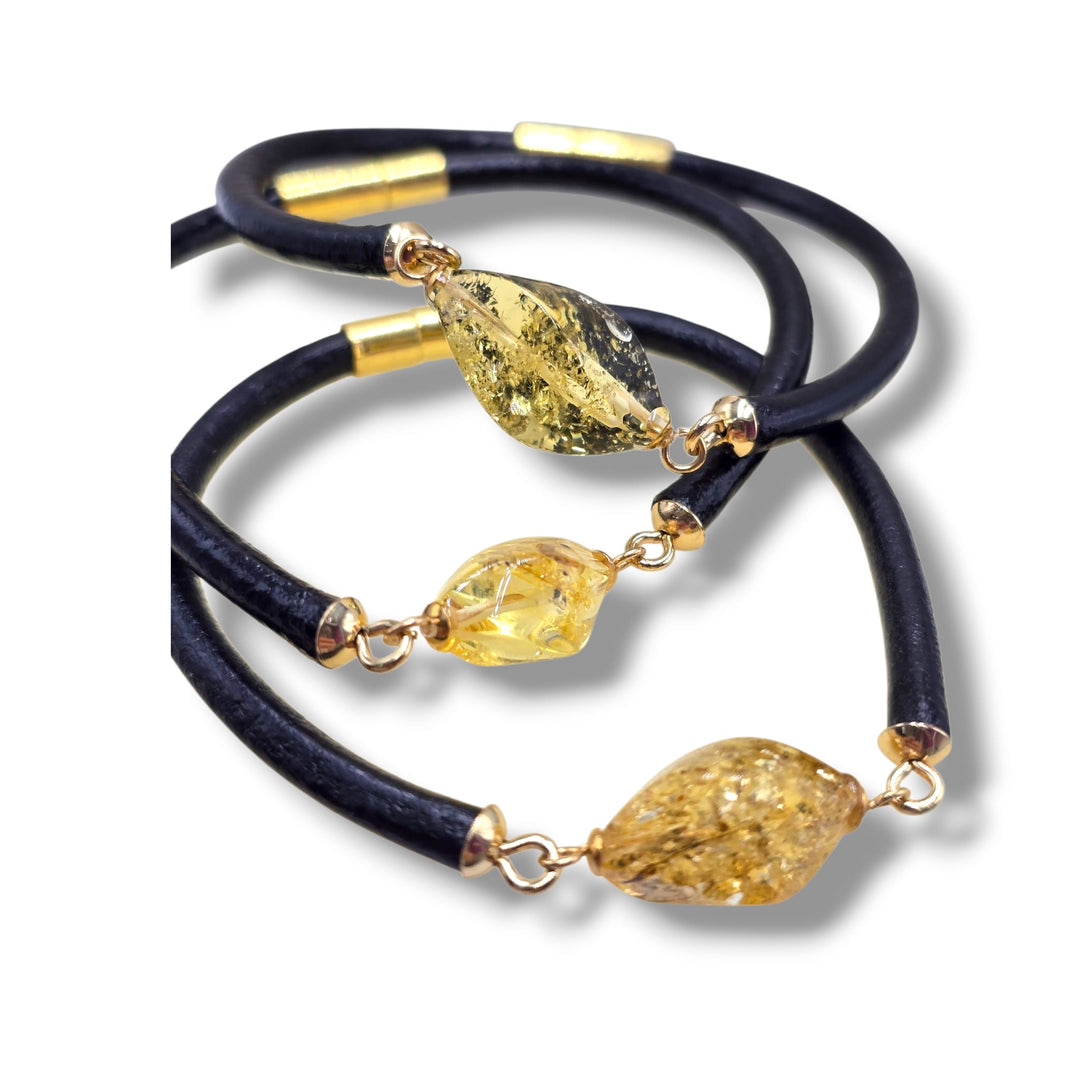 Bracciale “ambra e caucciù” ambra del baltico montato in argento