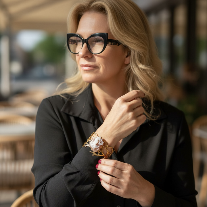 Bracciale Angelo di Cammeo montato in Argento Dorato