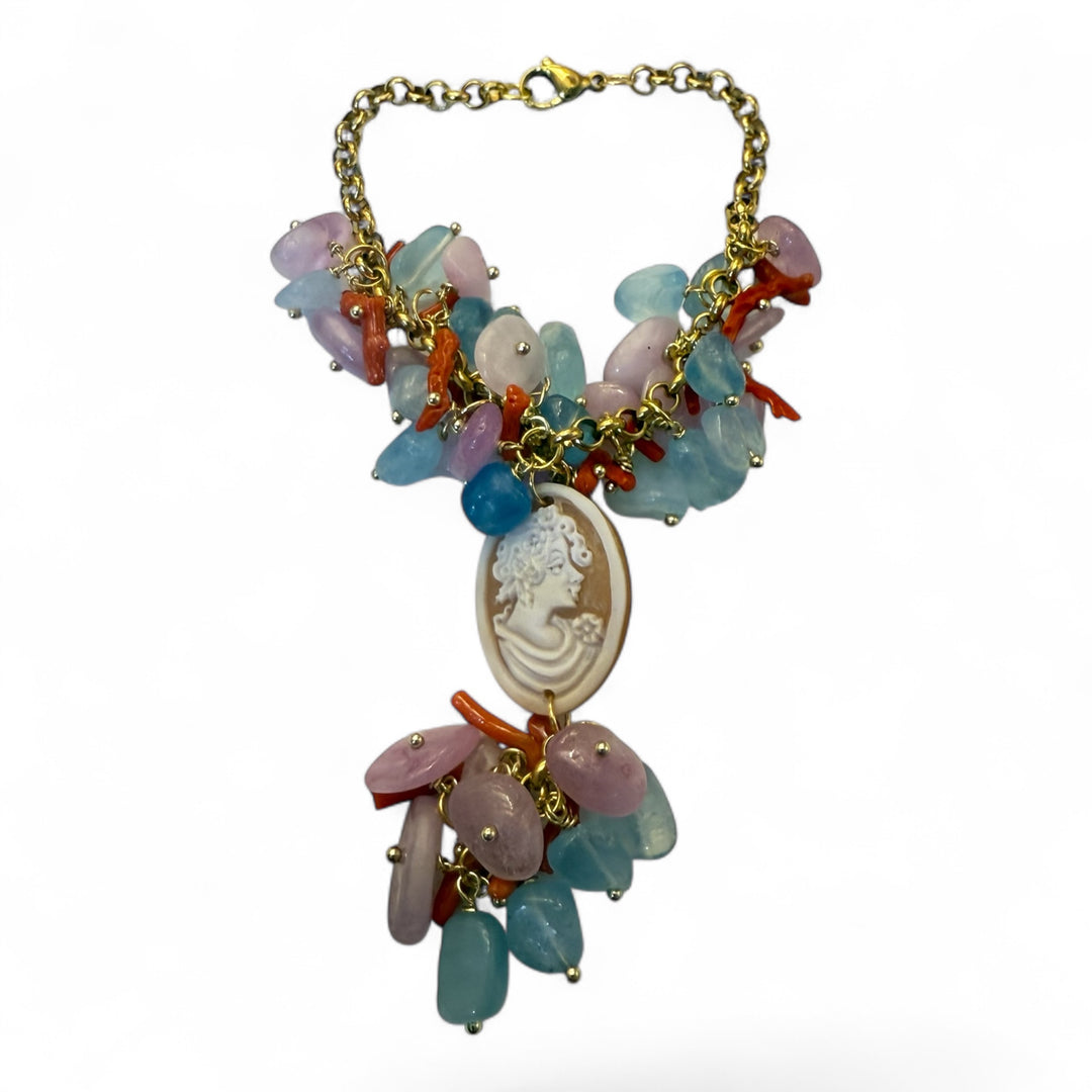 Bracciali dea di cammeo montato con pietre vere