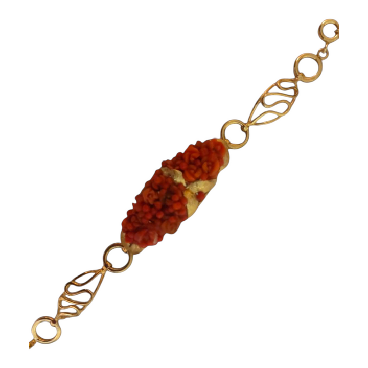 Red coral bracelet mounted on silver