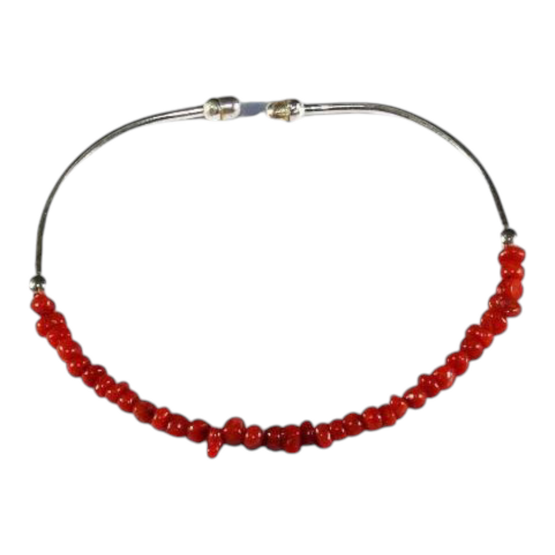 Bracciale dadini in corallo montato su argento Lucia Vitiello Gioielli di Napoli