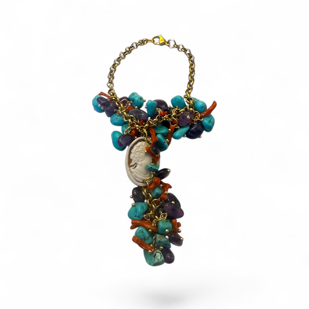 Bracciali dea di cammeo montato con pietre vere