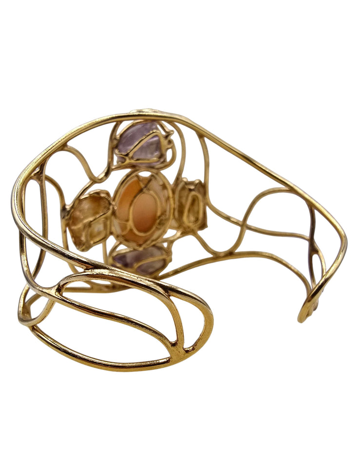 Bracciale “dea” di cammeo montato con ametista, citrino e argento