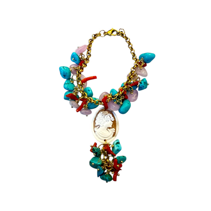 Bracciali dea di cammeo montato con pietre vere