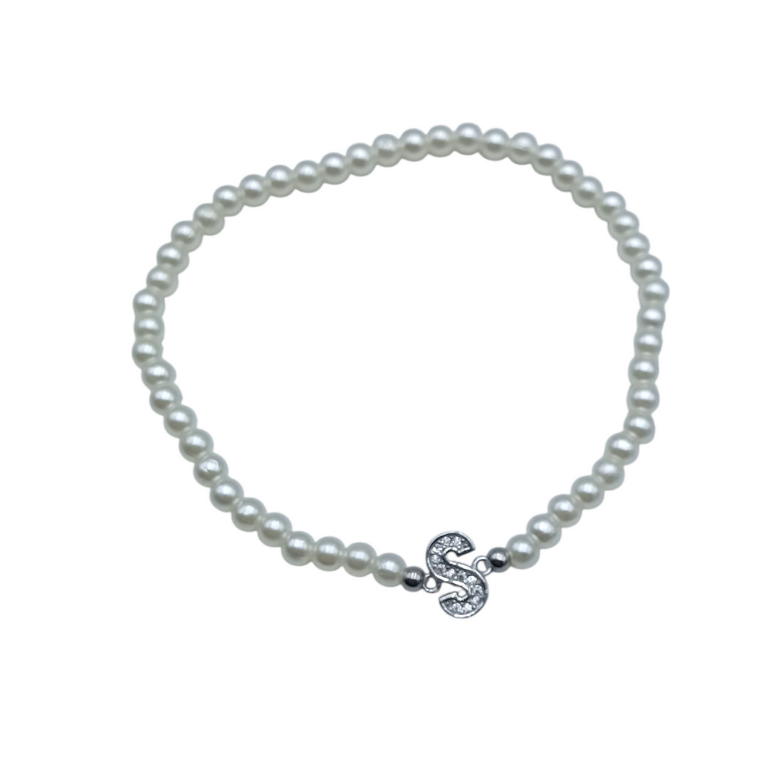 FINE COLLEZIONE  - Bracciale iniziale in argento montato su perle Lucia Vitiello Gioielli di Napoli