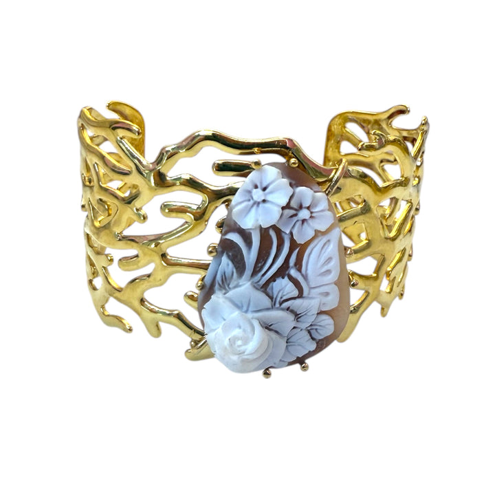 Bracciale Fiore di Cammeo montato in Argento Dorato