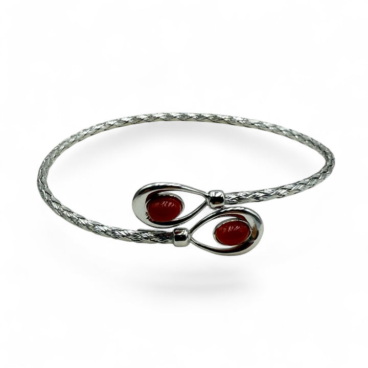 Bracciale incrocio di coralli rossi montati in argento