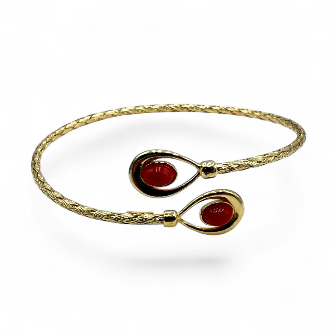 Bracciale incrocio di coralli rossi montati in argento