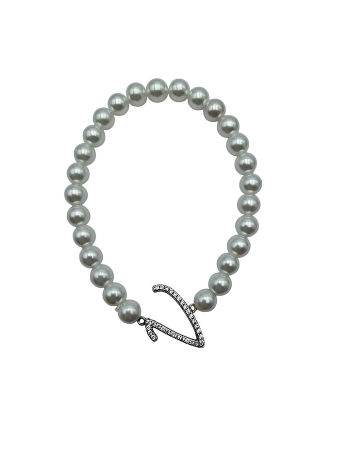 FINE COLLEZIONE  - Bracciale iniziale in argento montato su perle Lucia Vitiello Gioielli di Napoli