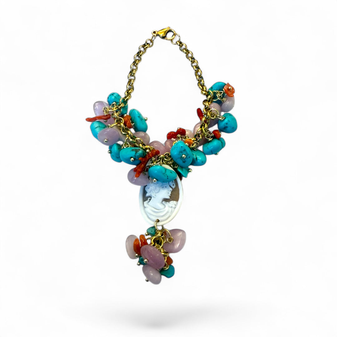 Bracciali dea di cammeo montato con pietre vere