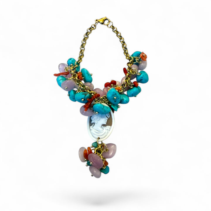 Bracciali dea di cammeo montato con pietre vere