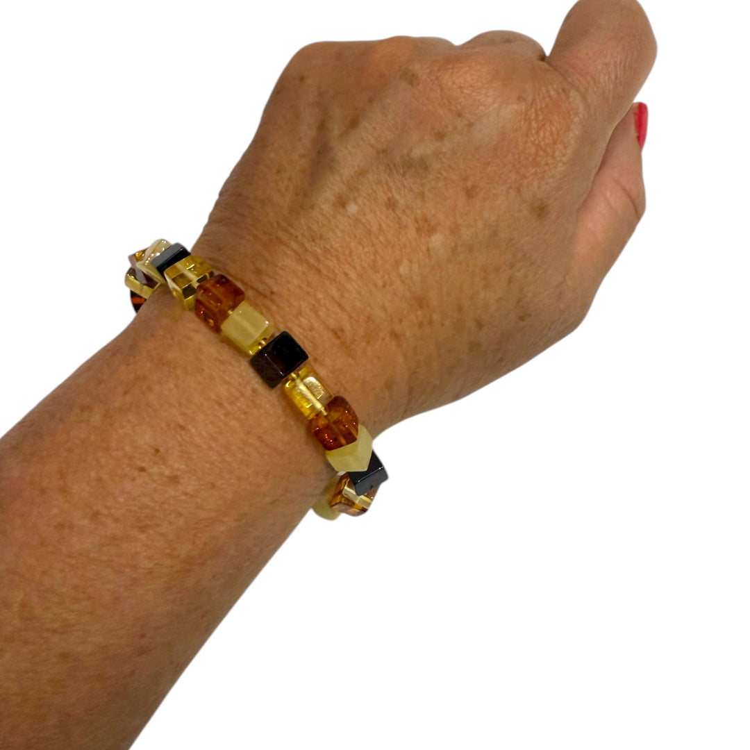 Bracciale “quadrato” multicolore di ambra