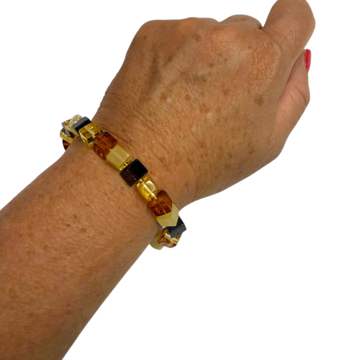 Bracciale “quadrato” multicolore di ambra