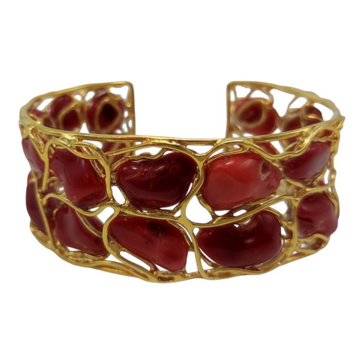 Bracciale schiava in corallo montato su argento Lucia Vitiello Gioielli di Napoli