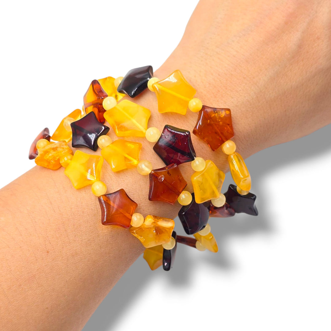 Bracciale “stelle di ambra”, multicolore, del Baltico