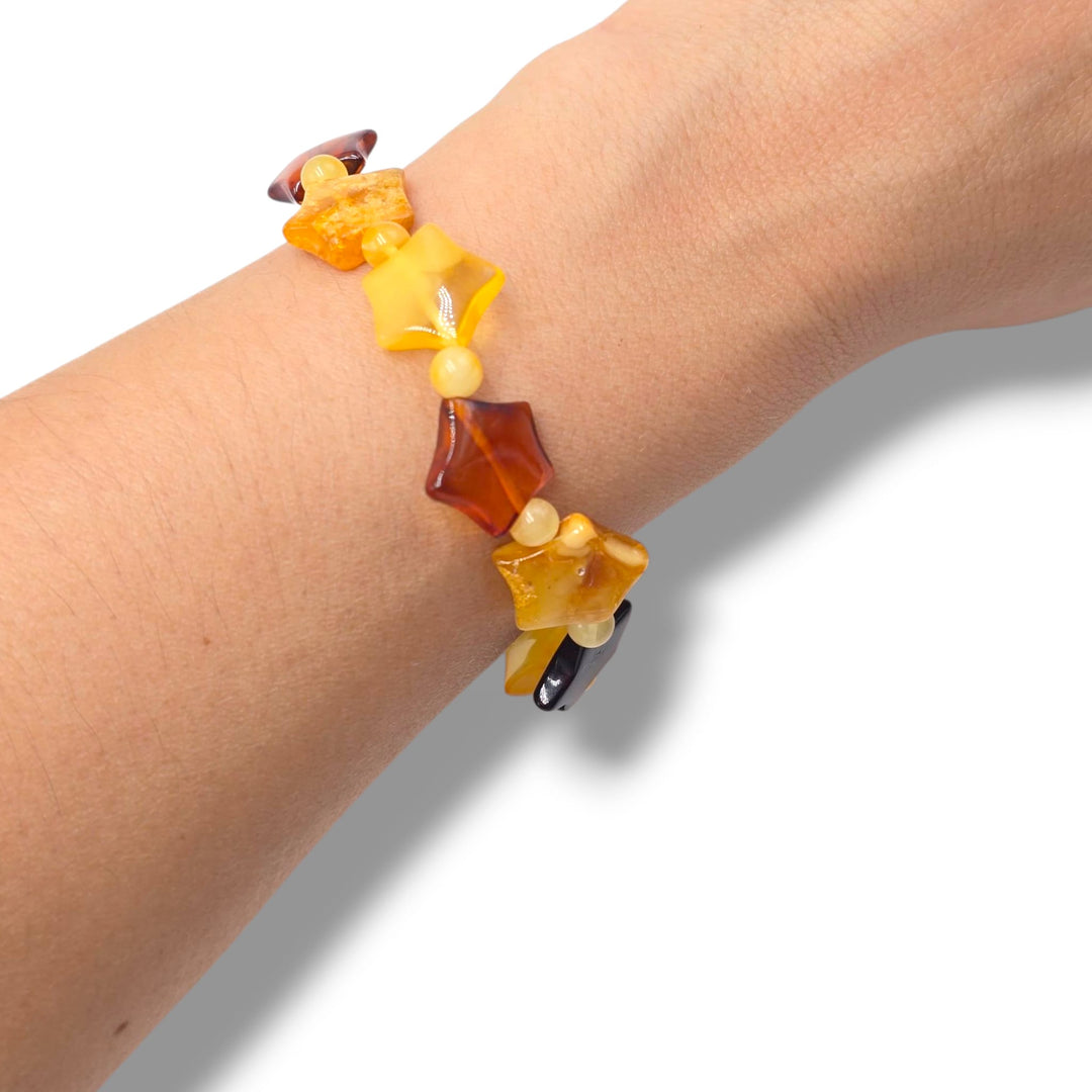 Bracciale “stelle di ambra”, multicolore, del Baltico