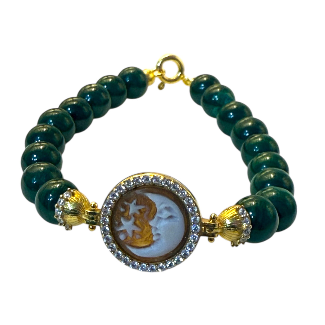 Bracciali colorati cammeo ed agata montati in argento e zirconi