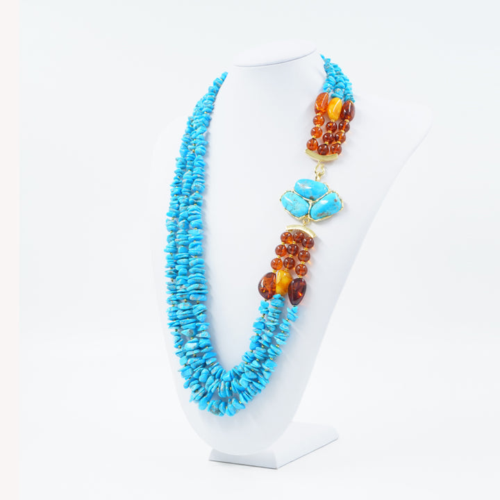 Collana ambra e turchese