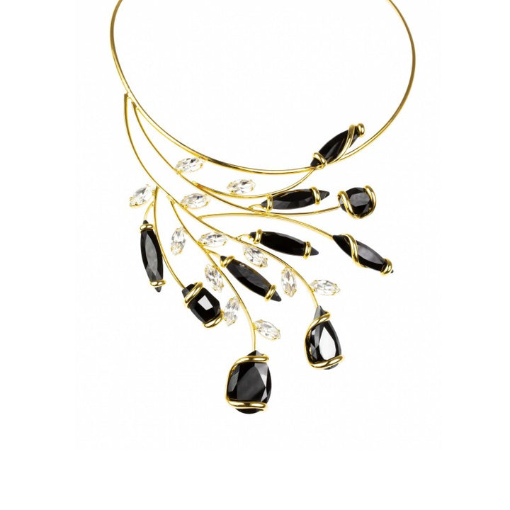 Collier in cristallo prezioso di Murano nero e bianco