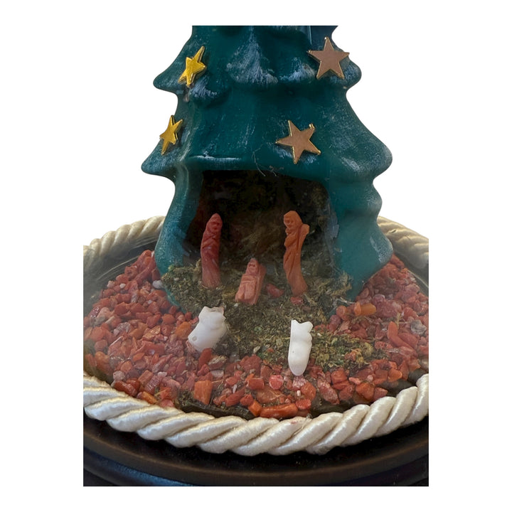 Campana di Vetro con Presepe in Creta e Corallo Rosso