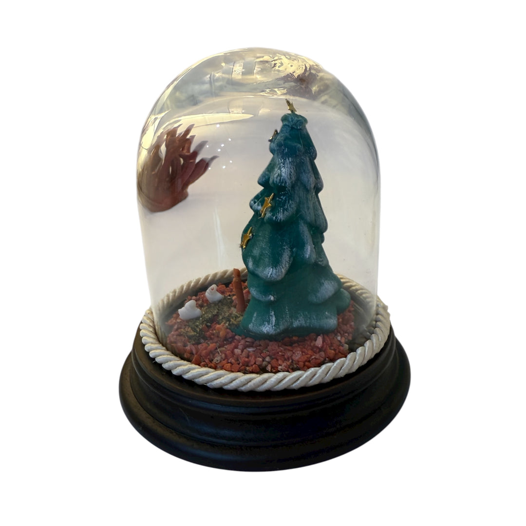 Campana di Vetro con Presepe in Creta e Corallo Rosso