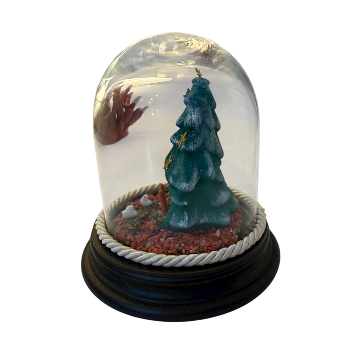 Campana di Vetro con Presepe in Creta e Corallo Rosso