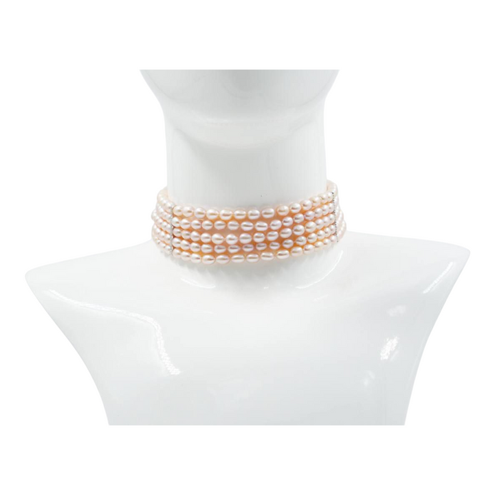 River pearl choker mounted on silver.