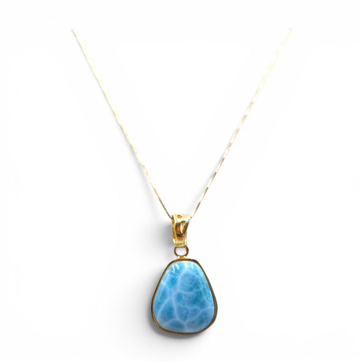 Ciondoli di Larimar montati in Argento Dorato