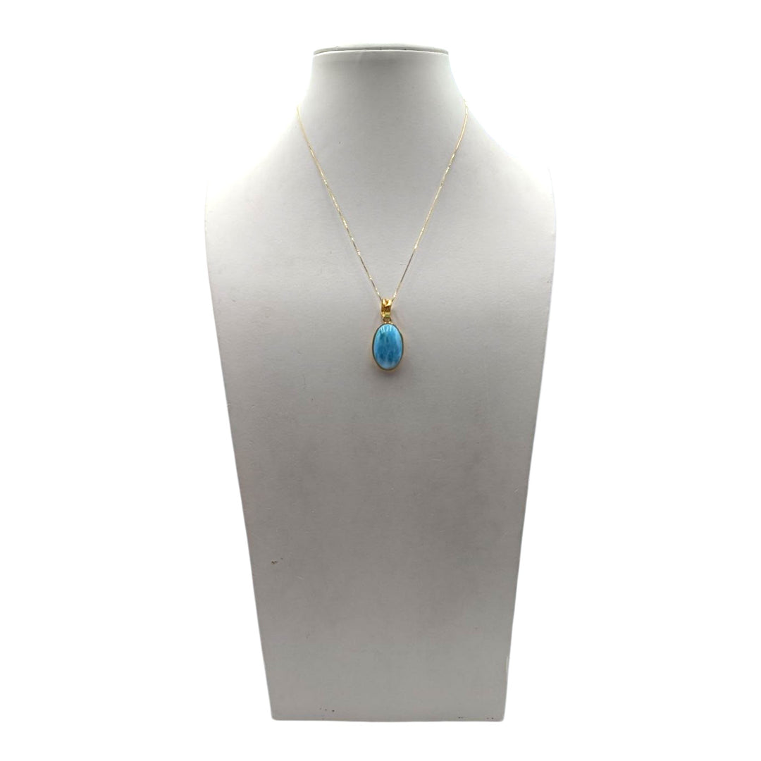 Ciondoli di Larimar montati in Argento Dorato
