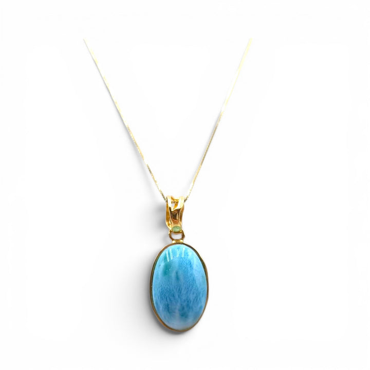 Ciondoli di Larimar montati in Argento Dorato