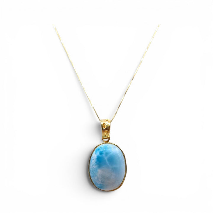 Ciondoli di Larimar montati in Argento Dorato