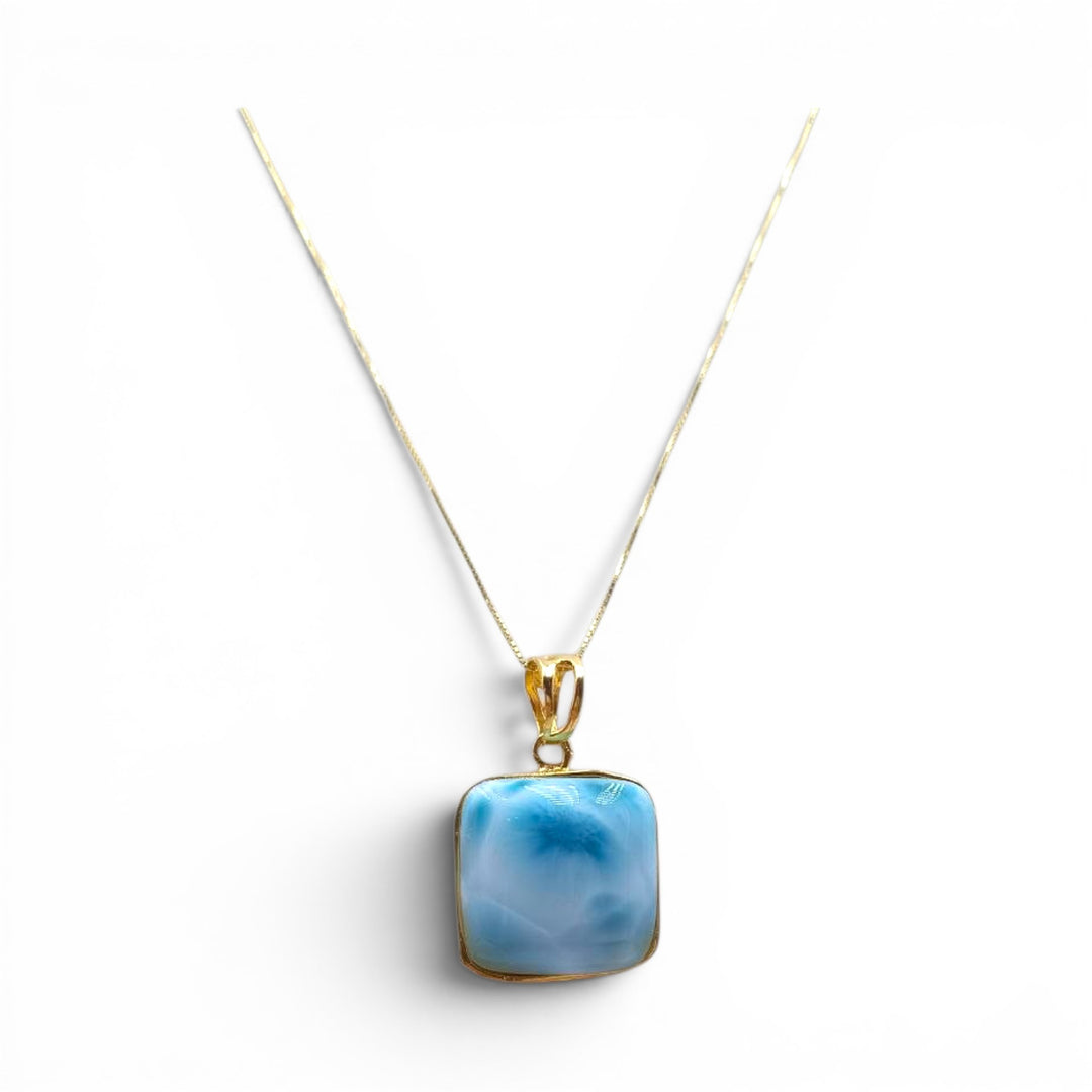 Ciondoli di Larimar montati in Argento Dorato