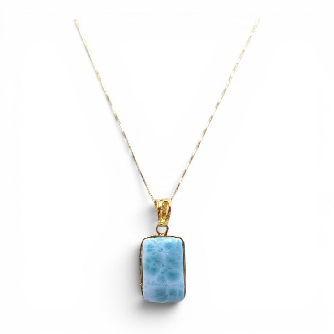Ciondoli di Larimar montati in Argento Dorato