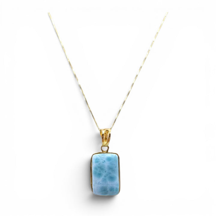 Ciondoli di Larimar montati in Argento Dorato