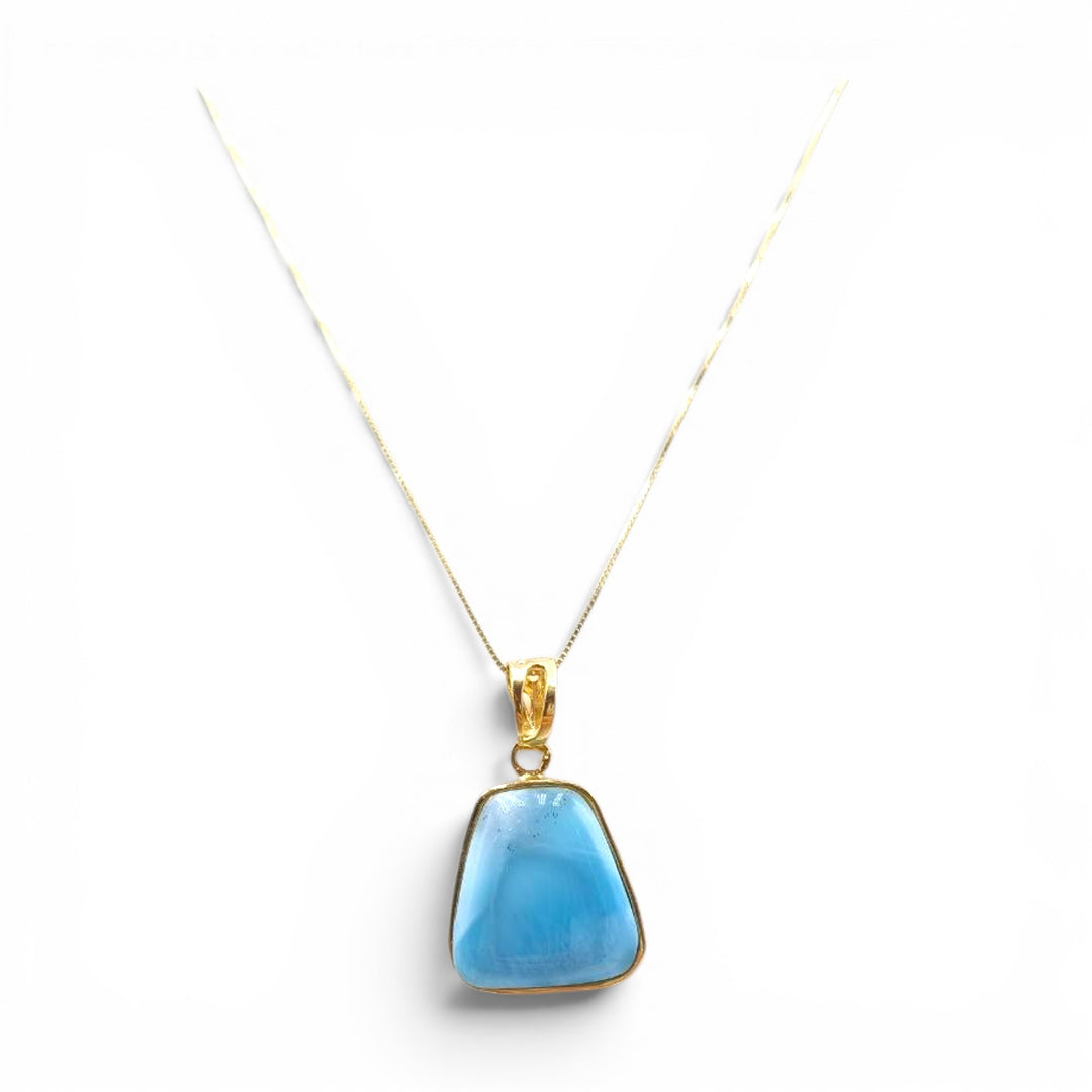 Ciondoli di Larimar montati in Argento Dorato