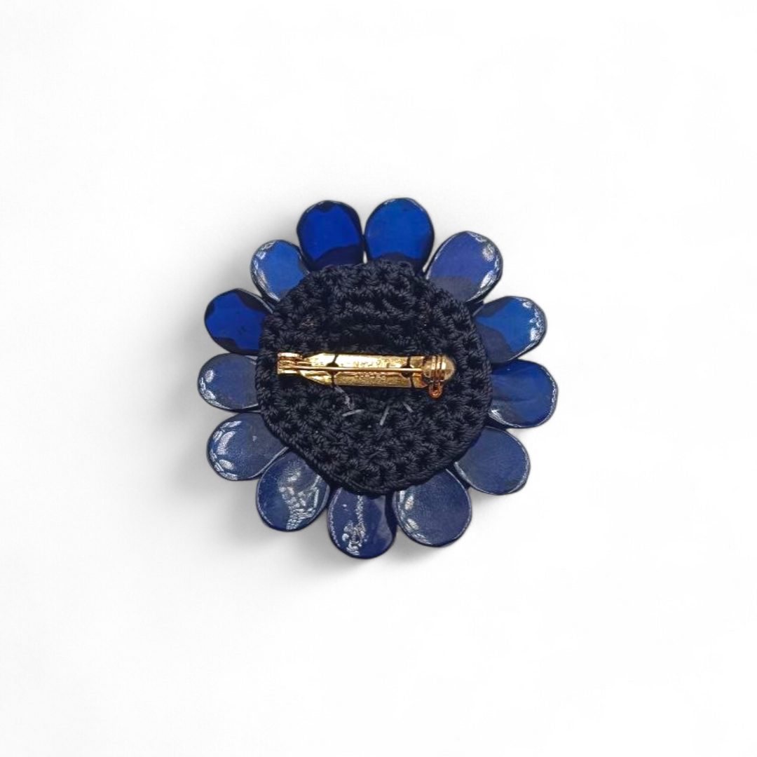 Collier con Ciondoli Fiore di Ambra blu montati in Cotone