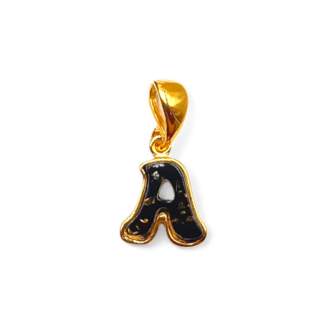 Iniziale Lettera A di Ambra montata in Argento Dorato