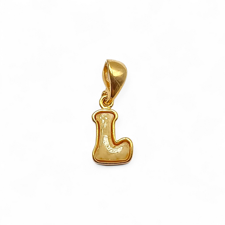 Iniziale Lettera L di Ambra montata in Argento Dorato