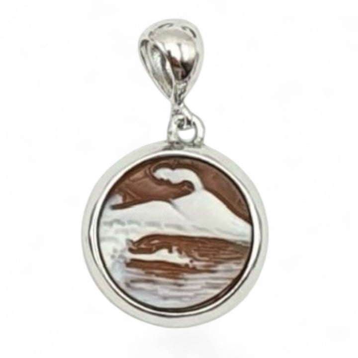 Neapolitan cameo charm pendants mounted in silver