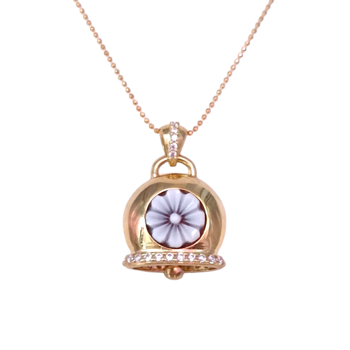 END OF COLLECTION - "Campanella Caprese" pendant necklace in sardonyx cameo and silver