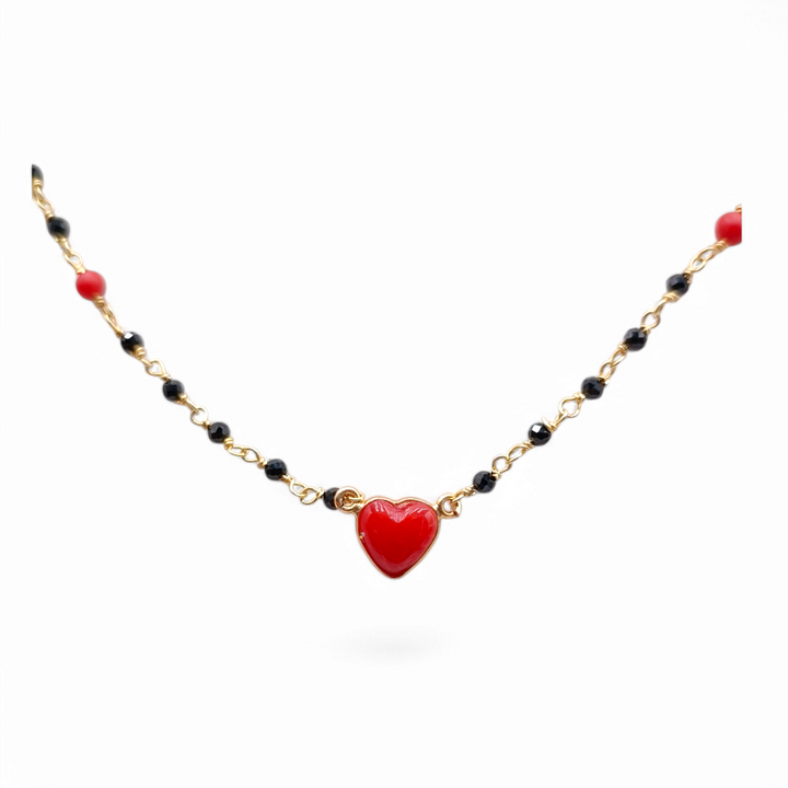 Idea San Valentino - Collana cuore di corallo montato su argento