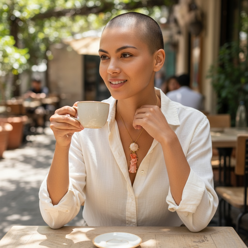 19th Century Lady Pendant in Cerasuolo Coral Mounted in Gilded Silver