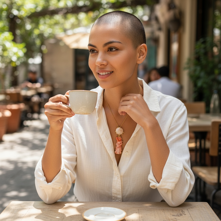 19th Century Lady Pendant in Cerasuolo Coral Mounted in Gilded Silver