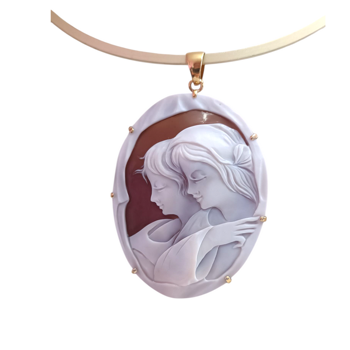 “Athena &amp; Artemis” pendant – Wisdom and independence, two very famous Greek goddesses, in sardonyx cameo mounted on silver