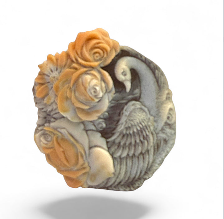 “The Swan” pendant in sardonic cameo mounted in silver