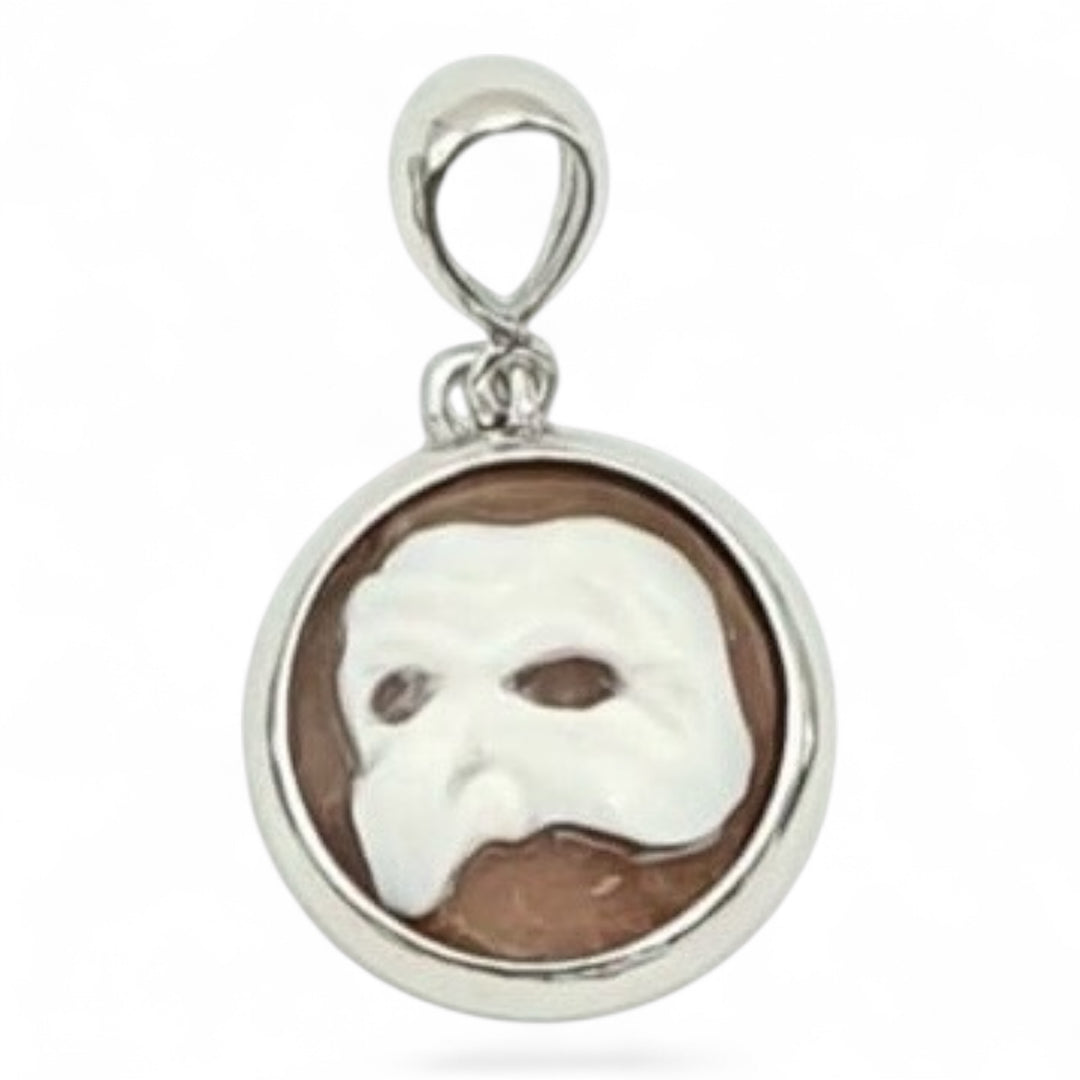 Neapolitan cameo charm pendants mounted in silver