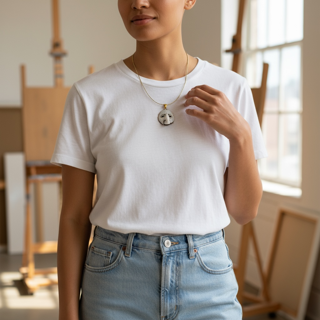 Necklace with Pulcinella Cameo Pendant set in Silver